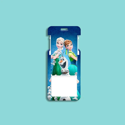Disney Frozen Access Card Holder Lanyard Student ID Campus Bus Card Cover Elsa Anna Girls Elastic Rope Badge Reel Work Card Case