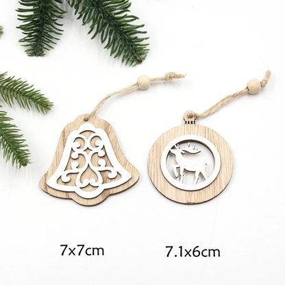 2pcs/Lot DIY Creative Small Hollow Christmas Wooden Ornaments for Home Christmas Party Ornament Decorations Kids Gift Supplies