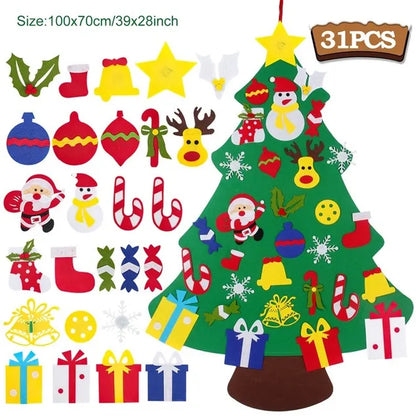 Kids DIY Felt Christmas Tree Merry Christmas Decorations for Home 2023 Christmas Ornaments Navidad 2024 New Year Gifts Xmas Tree