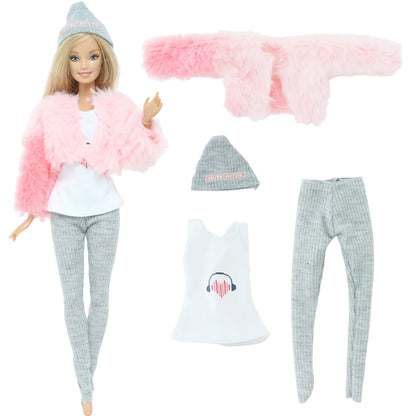 1 Pcs Handmade High Quality Doll Coat Dress Fur Clothes for Barbie Doll Winter Wear Leopard Outfit Doll Accessories Kids Toys