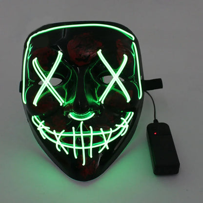 Wireless Halloween Neon LED Purge Mask Masque Masquerade Party Masks Light Grow in the Dark Horror Mask Glowing Masker