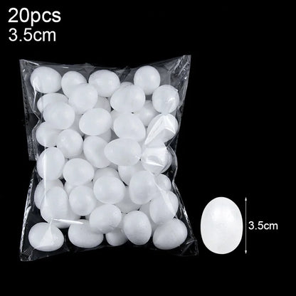 20pcs 3.5-9cm Painting Easter Foam Egg White Polystyrene Styrofoam Foam Egg Ball for Home Happy Eatser Party Decor DIY Kids Gift