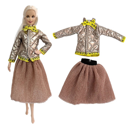 1 Pcs Fashion Hoodie Dress  for Barbie Doll Clothes Winter Jacket  Parka Coat Outfit for 1/6 BJD Doll Accessories JJ