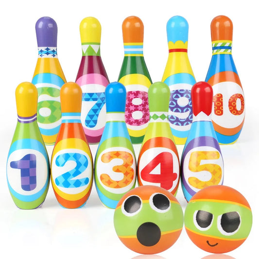 Kids Bowling Toys Sets Bowling Pins and Balls Fun Safe PU Educational Games for Toddlers Children Outdoor Indoor Sports 1 Set