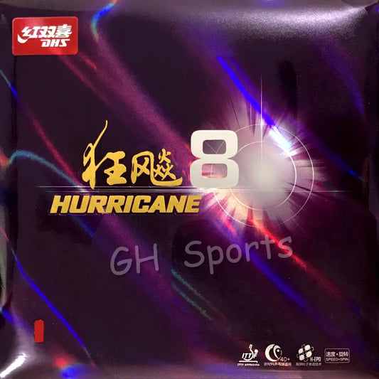DHS Hurricane 8 Hurricane8 Pips in Table Tennis Rubber With Sponge PingPong Rubber