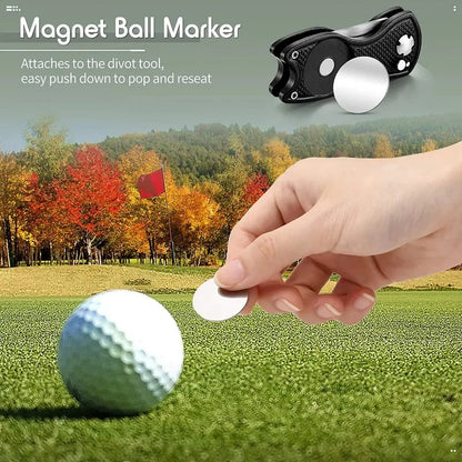 1pc Foldable Golf Divot Repair Tool With Golf Ball Tool Pitch Groove Cleaner Golf Accessories Putting Green Fork Training Aids