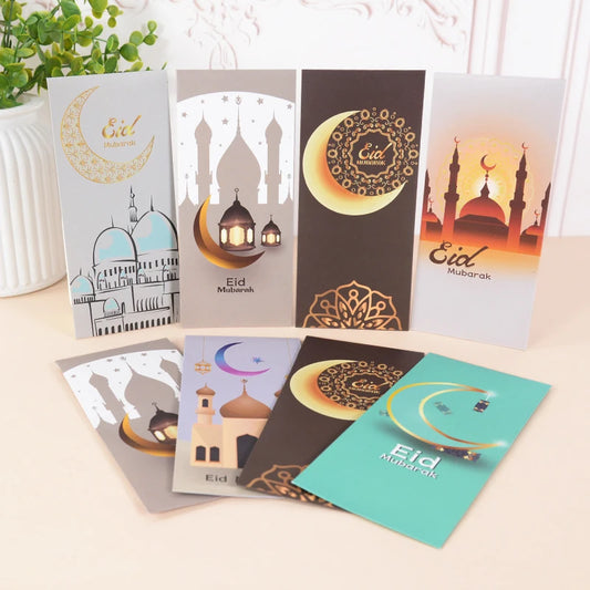6pcs/Set Eid Mubarak Cash Envelopes Ramadan Mubarak Decoration Money Gift Card Holder Paper Bag Islam Muslim Eid Al-Fitr Supply