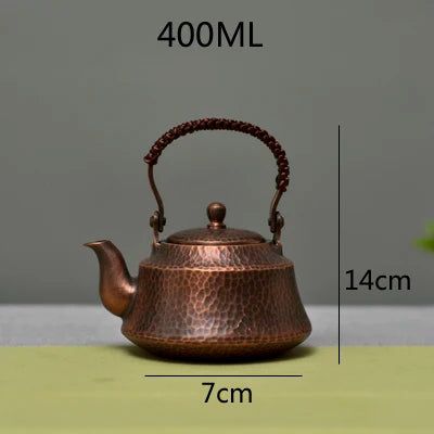 Pure Copper Tea Kettle, Handmade Teapot, Retro Pot for Kung Fu Tea, 400ml