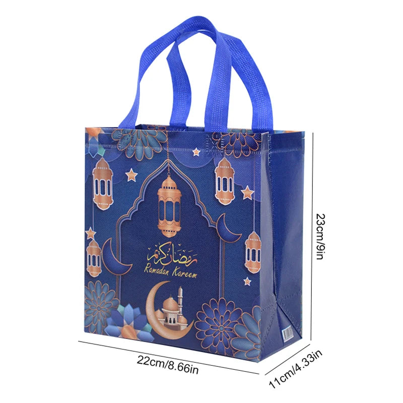 2024 Ramadan Kareem Gift Bags Nonwoven Candy Cookie Snack Packaging Bag Box Eid Mubarak Muslim Islamic Festival Party Supplies