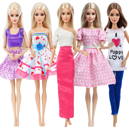 5 Set 3 Set Handmade Fashion Outfit Daily Casual Wear Blouse Shirt Vest Bottom Pants Skirt Clothes for Barbie Doll Accessories