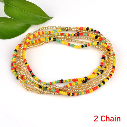 2022 Bohemia Double Layer Beads Belt Body Chain Women Summer Sexy Bikini Beach Waist Chain Charms Vintage Dress Waistband Belts
