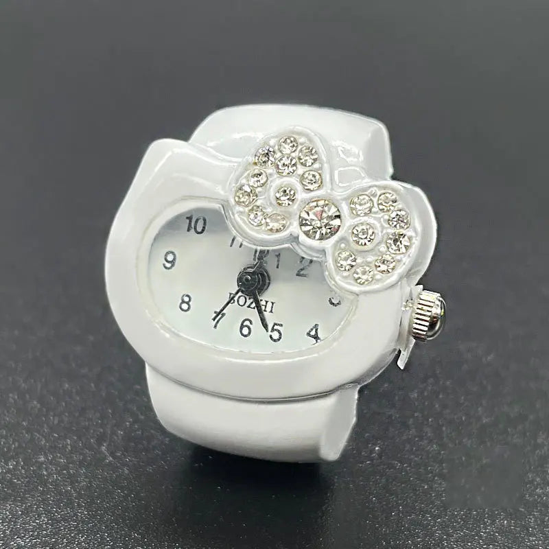 Steel Fun Vintage Punk Quartz Finger Pocket Watch Ring for Women Men Goth Clock Rings Digital Watch Elastic Stretchy Rings Gifts