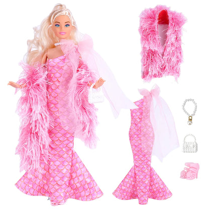 NK Pop Doll Clothes Mermaid Dress Fishtail Skirt Clothing  for Barbie Clothes Doll Accessories Toy Gift JJ