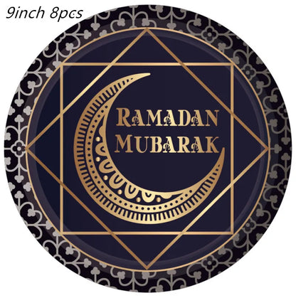 2022 Eid Mubarak Disposable Tablecloth Table Runner Banner Balloons Islamic Muslim Party Decor Ramadan Kareem Eid Al Adha Gift
