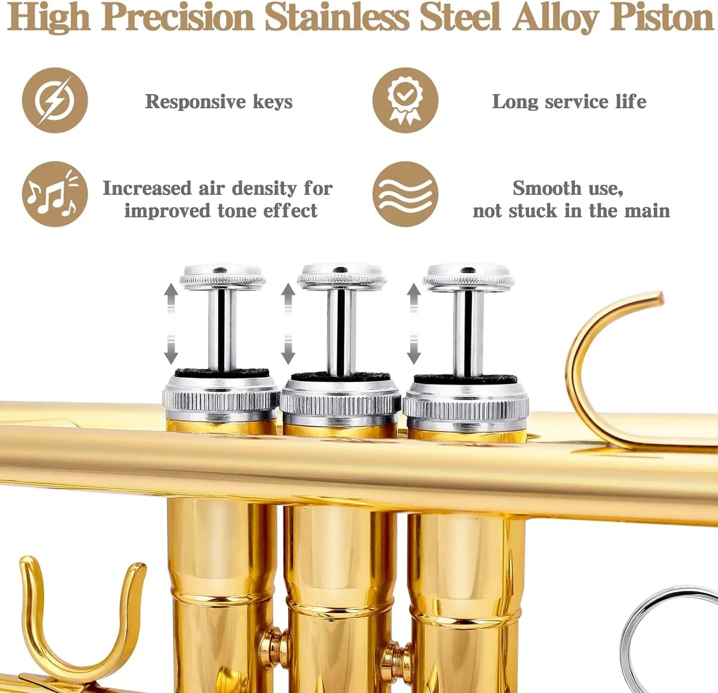 SLADE Bb Trumpet Brass Instrument Standard Brass Trumpet Set for Students Beginners Professional Trumpet Gold Silver With Box