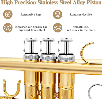 SLADE Bb Trumpet Brass Instrument Standard Brass Trumpet Set for Students Beginners Professional Trumpet Gold Silver With Box