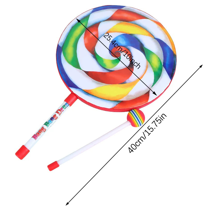 6Inch 8Inch 10Inch Lollipop Hand Drum Percussion Colorful Dance Props Infant Musical Toys Teaching Aids Children's Gift