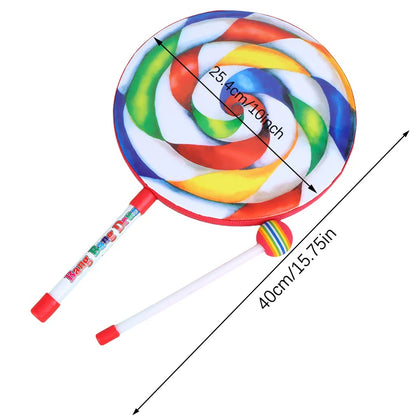 6Inch 8Inch 10Inch Lollipop Hand Drum Percussion Colorful Dance Props Infant Musical Toys Teaching Aids Children's Gift