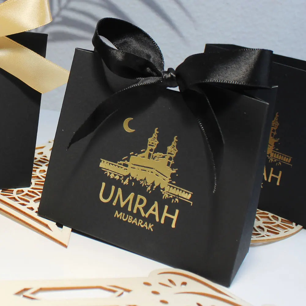 Elegant Umrah Mubarak Candy Chocolates Gift Boxes for Muslim Celebrations – Perfect for Islamic Ramadan, Kareem Iftar Parties