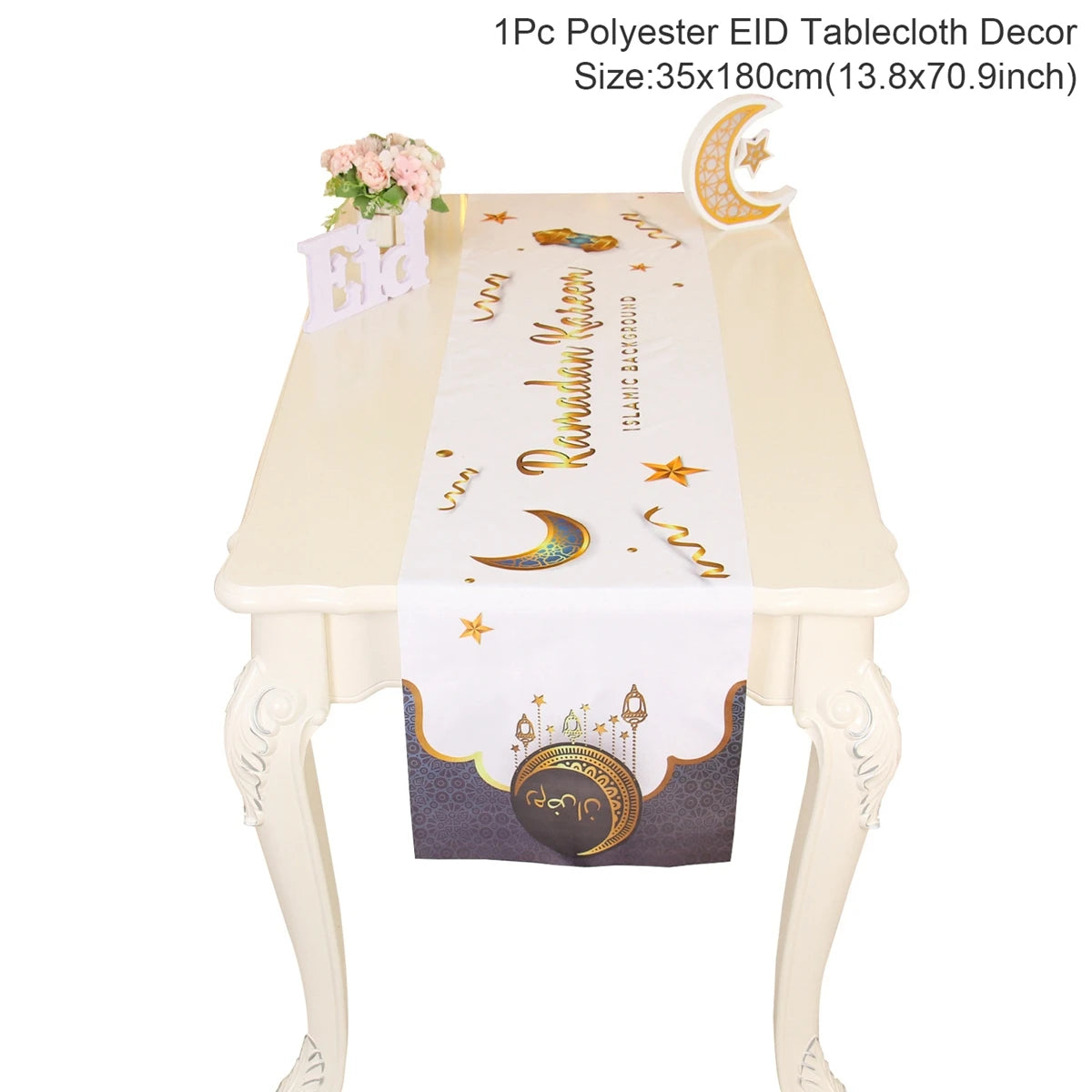EID Mubarak Table Runner Ramadan Decorations 2024 for Home Tablecloth Ramadan Kareem Eid Al Adha Islamic Muslim Party Decoration