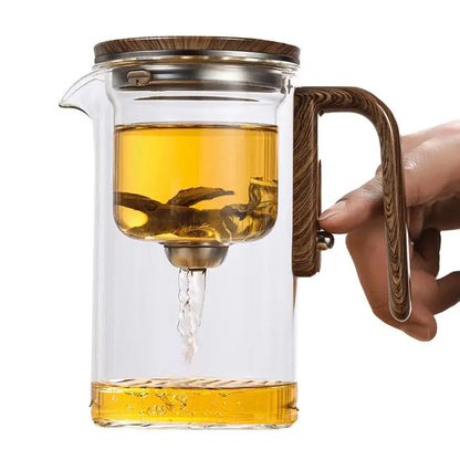 Glass Teapot With Infuser One Click Magnetic Suction Tea Making Artifact Water Separation Spout Tea Maker Kettle for Tea