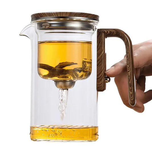 Glass Teapot With Infuser One Click Magnetic Suction Tea Making Artifact Water Separation Spout Tea Maker Kettle for Tea