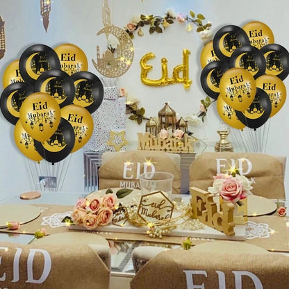 Eid Mubarak Banner Bunting Balloons Plates Tablecloth Kareem Ramadan Decoration for Home 2024  Muslim Islamic Party Supplies