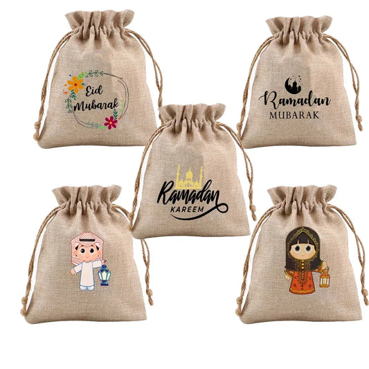 5pcs Kid Boy Girl Eid Ramadan Mubarak Gift Present Bags Money Wallet Happy Al Adha Muslim Islamic Kareem Iftar Party Decoration