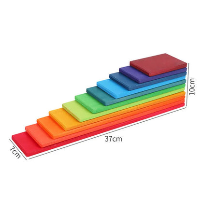 Children's Montessori Wooden Building Blocks Early Education Educational Toys Tree Flame House Stone Rainbow Blocks Wooden Toys