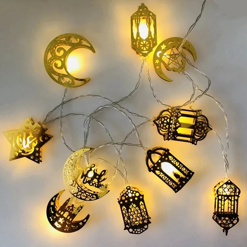Moon Star Led String Lights Eid Mubarak Decor Ramadan Decoraion for Home 2024 Ramada Kareem Muslim Islam Al Adha Party Supplies
