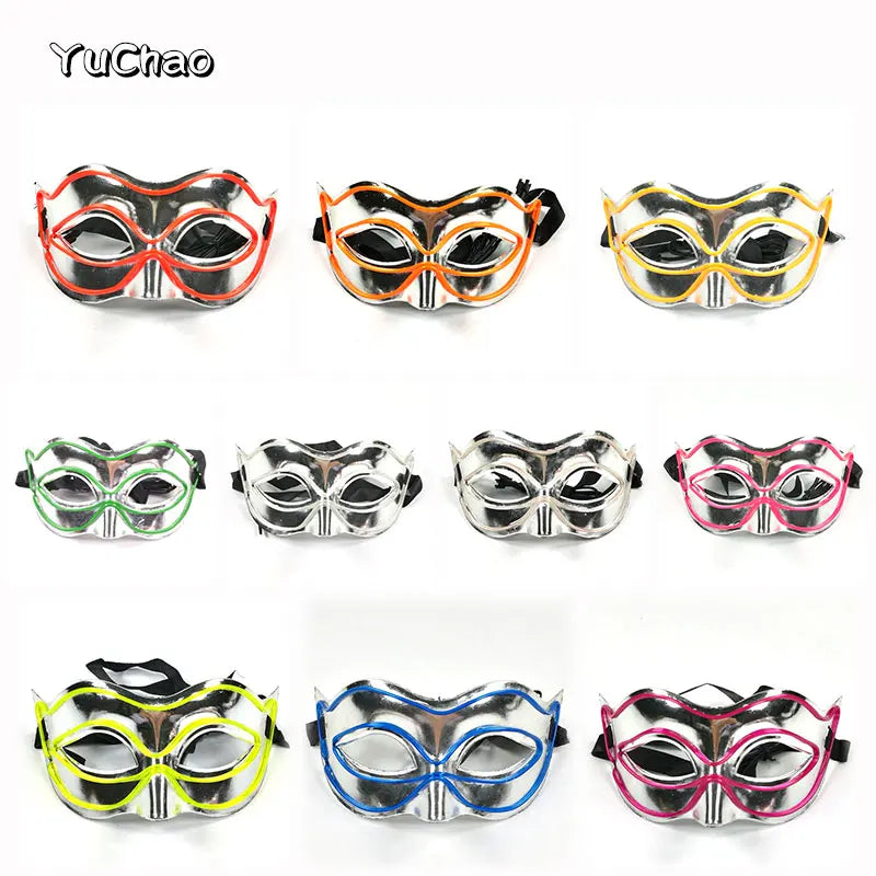 Halloween 10 Colors LED  Neon El Wire  Mask Cosplay  Luminous Fox Mask Dance Party  Dress Accessories