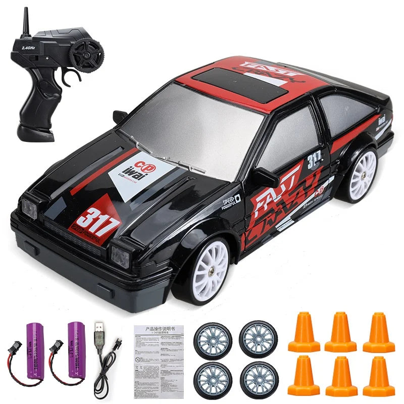 2.4G High Speed Drift Rc Car 4WD Toy Remote Control AE86 Model GTR Vehicle Car RC Racing Cars Toy for Children Christmas Gifts