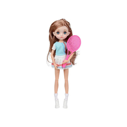 Slim 26cm Bjd Doll for Girl 13 Movable Joints Fashion Princess Clothes Suit Accessories Blue Eyes Decoration Eyelash Solid Doll