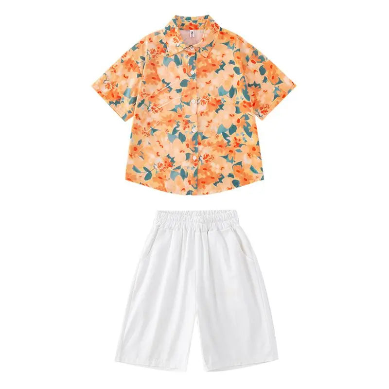 Children Hip Hop Summer Clothes Sets T-Shirt Street Dance Skirt Girls Crop Top Cute Outfits Kids Jazz Cheerleader Costumes