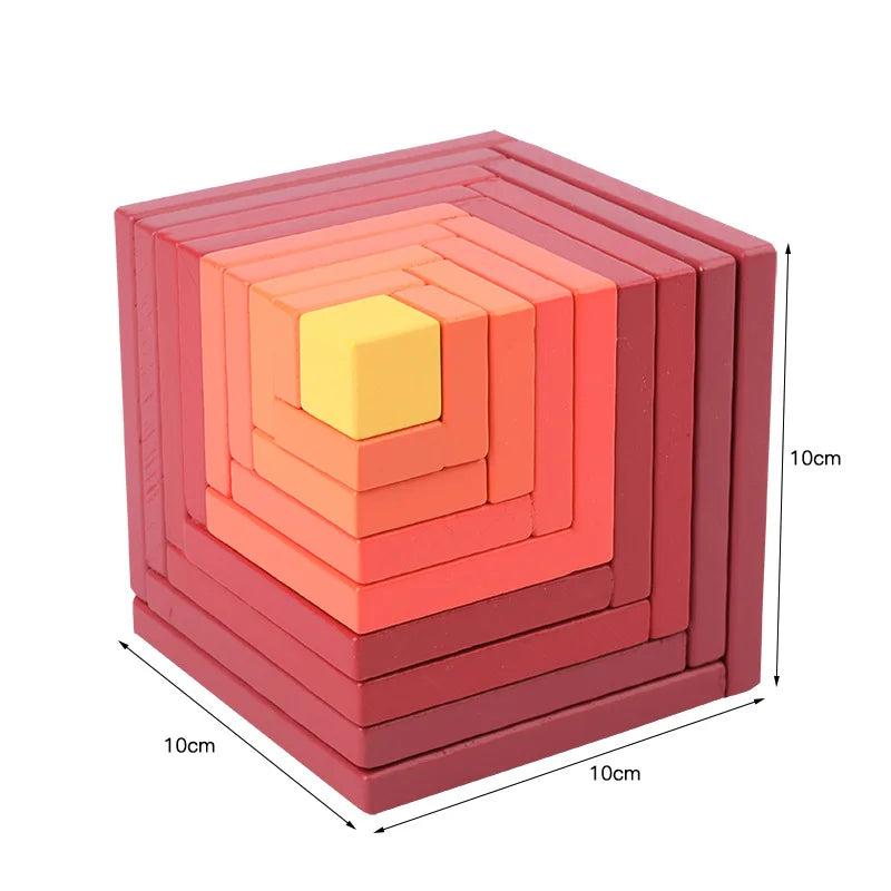Children's Montessori Wooden Building Blocks Early Education Educational Toys Tree Flame House Stone Rainbow Blocks Wooden Toys