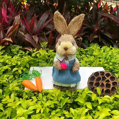 Decorations Garden Ornaments DIY Straw Rabbit Exquisite Hand Gifts Prizes Birthday Gifts Easter Decorations for 25cm