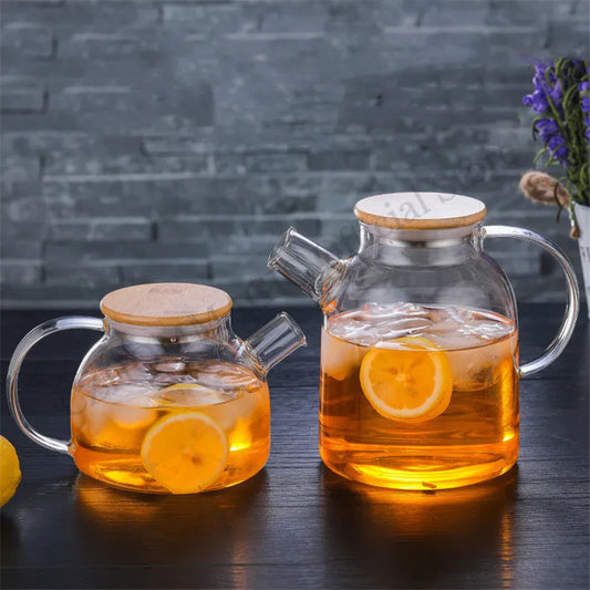 Transparent Borosilicate Glass Teapot Water Jug Heat-Resistant Large Capacity Kung Fu Kettle Home Flower Tea Pot Bottle Decanter