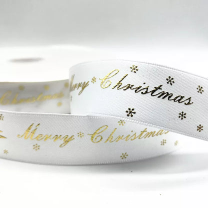 5yards 10mm 15mm 25mm Christmas Ribbon Printed Christmas Polyester Ribbon for Handmade Design Christmas Decoration Gift Packing