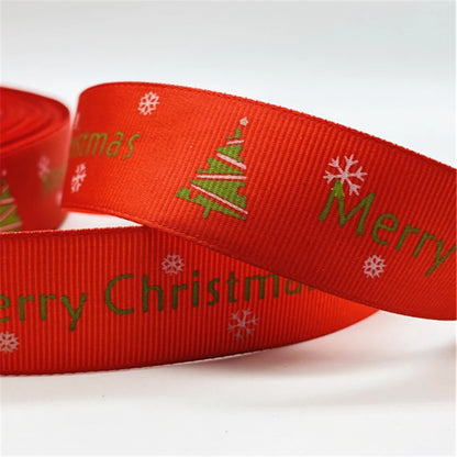 5yards/Lot 25MM Christmas Ribbon Printing Christmas Peripheral Ribbon for Bow Christmas Decoration DIY Gift Wrapping