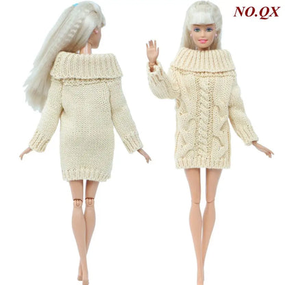 1 Pcs Handmade High Quality Doll Coat Dress Fur Clothes for Barbie Doll Winter Wear Leopard Outfit Doll Accessories Kids Toys