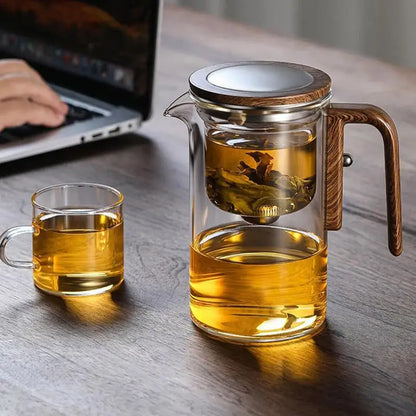 Glass Teapot With Infuser One Click Magnetic Suction Tea Making Artifact Water Separation Spout Tea Maker Kettle for Tea