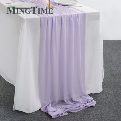 Sheer Chiffon Luxury Solid Colorful Table Runner Blue Rustic Boho Wedding Party Bridal Shower Birthday Home Christmas Decoration