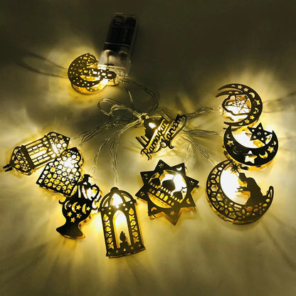 Moon Star Led String Lights EID Mubarak Ramadan Kareem Decoration for Home Islam Muslim Event Party Supplies Eid Al-Fitr Decor