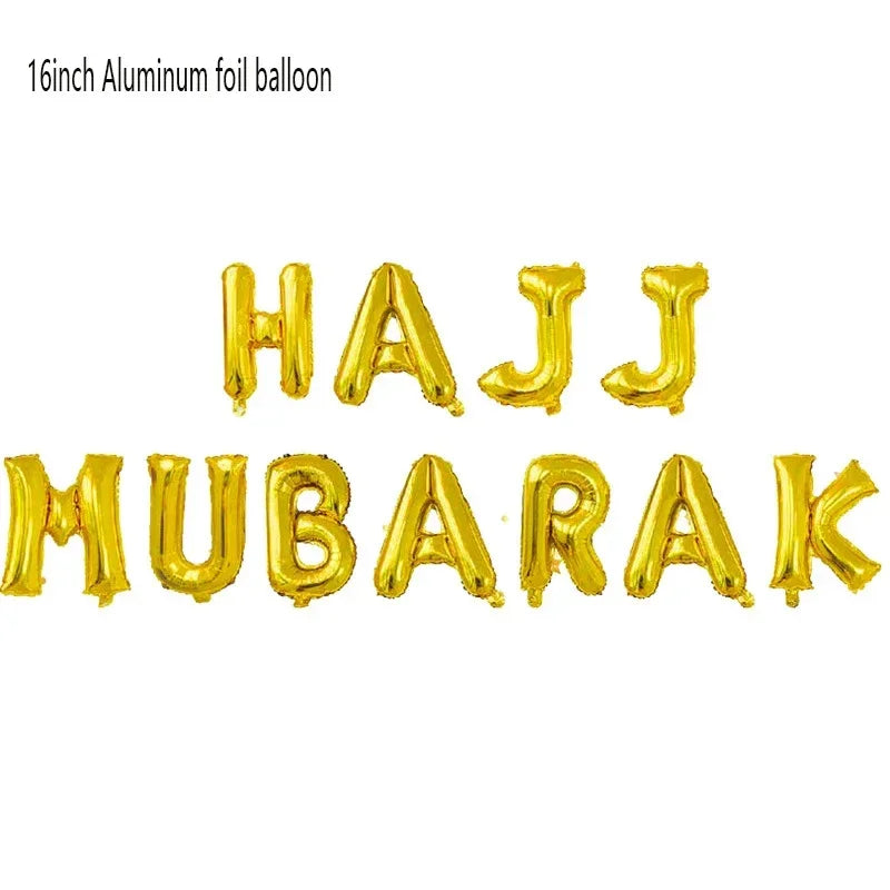 Black Gold Umrah Mubarak Latex Confetti Balloon Eid Mubarak Islamic Muslim Pilgrimage Festival Party Decor  Supplies
