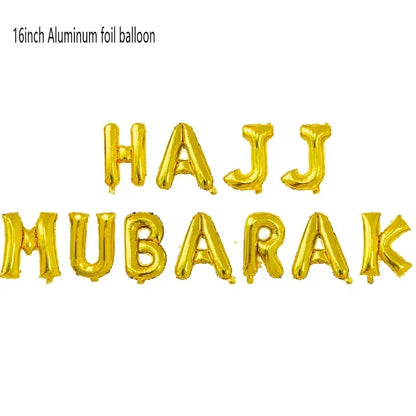 Black Gold Umrah Mubarak Latex Confetti Balloon Eid Mubarak Islamic Muslim Pilgrimage Festival Party Decor  Supplies