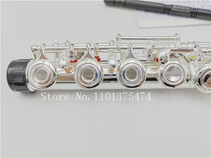 Flute Professional Cupronickel Opening C Key 17 Hole 677H Flute Silver Plated Musical Instruments With Case and Accessories