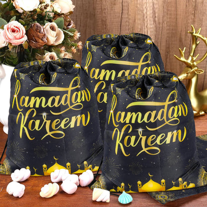 Non-Woven Bag Ramadan Gifts Drawstring School Backpack Cartoon Wild Forest Eid Mubarak Ramadan Kareem Party 2024 Packing Bags