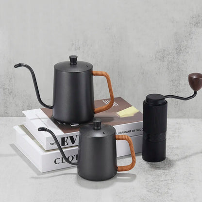 Drip Kettle 350ml 600ml Coffee Tea Pot Non-Stick Coating Food Grade Stainless Steel Gooseneck Drip Kettle Swan Neck Thin Mouth