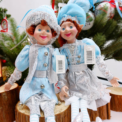 Elf Couple Navidad New Year Xmas Gifts for Kids Plush Dolls Toys Christmas Tree Pendant Drop Ornaments Hanging Decoration