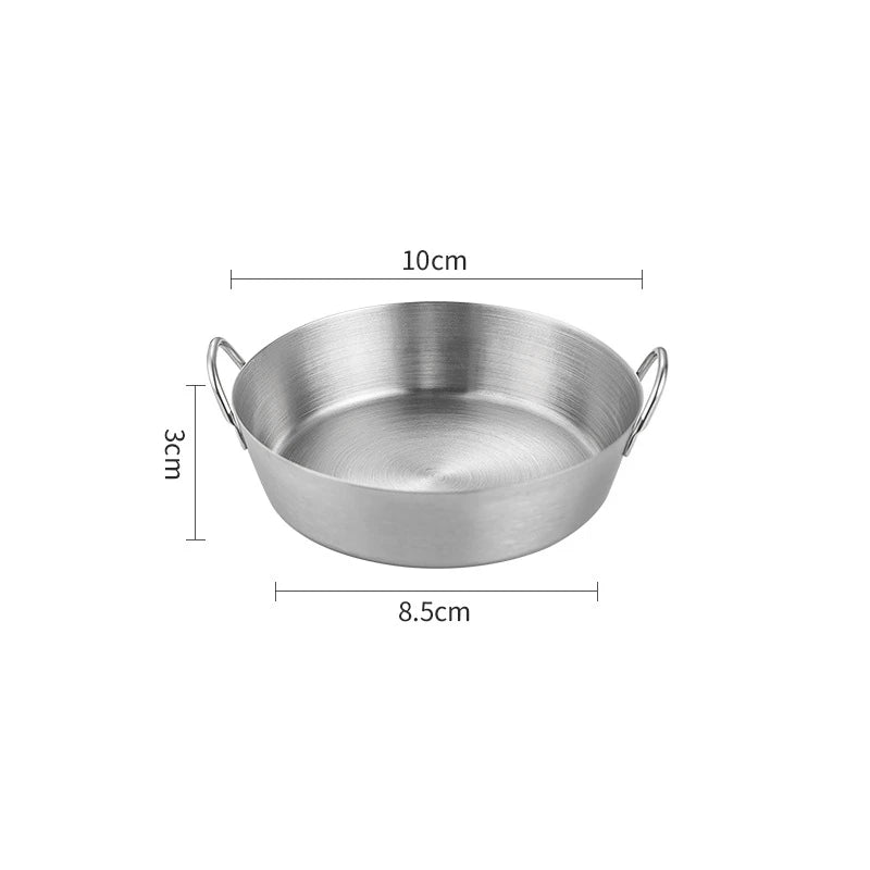 Korean Thicken 304 Stainless Steel Snack Plate With Double Handle Multifunctional Sauce Bowl Fruit Plate Kitchen Tableware Tools